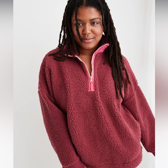 Aerie Dream Sherpa Quarter Zip Sweatshirt🐑♥️ - Picture 1 of 11